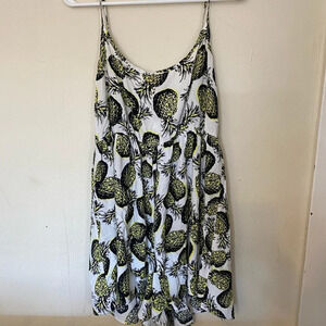 Living Doll White Tropical Yellow Pineapple Spaghetti Strap Romper Size 0X